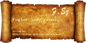 Fogler Szíriusz névjegykártya